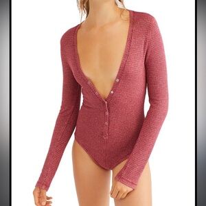 Free people Keep Your Cool Thermal Knit Bodysuit XS